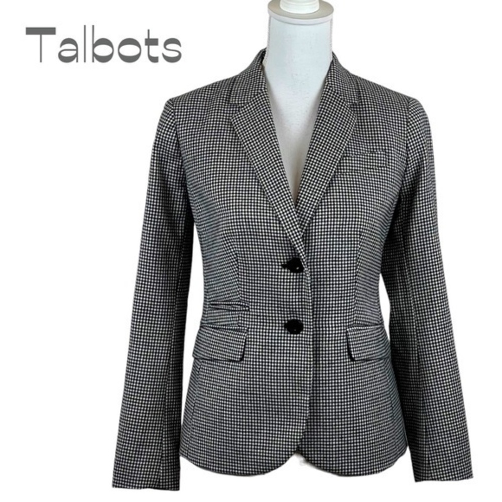 Talbots B&W checked wool Academia Blazer, 2